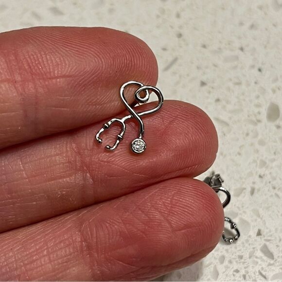 Sterling Silver S925 Stethoscope Drop Earrings - Picture 5 of 9